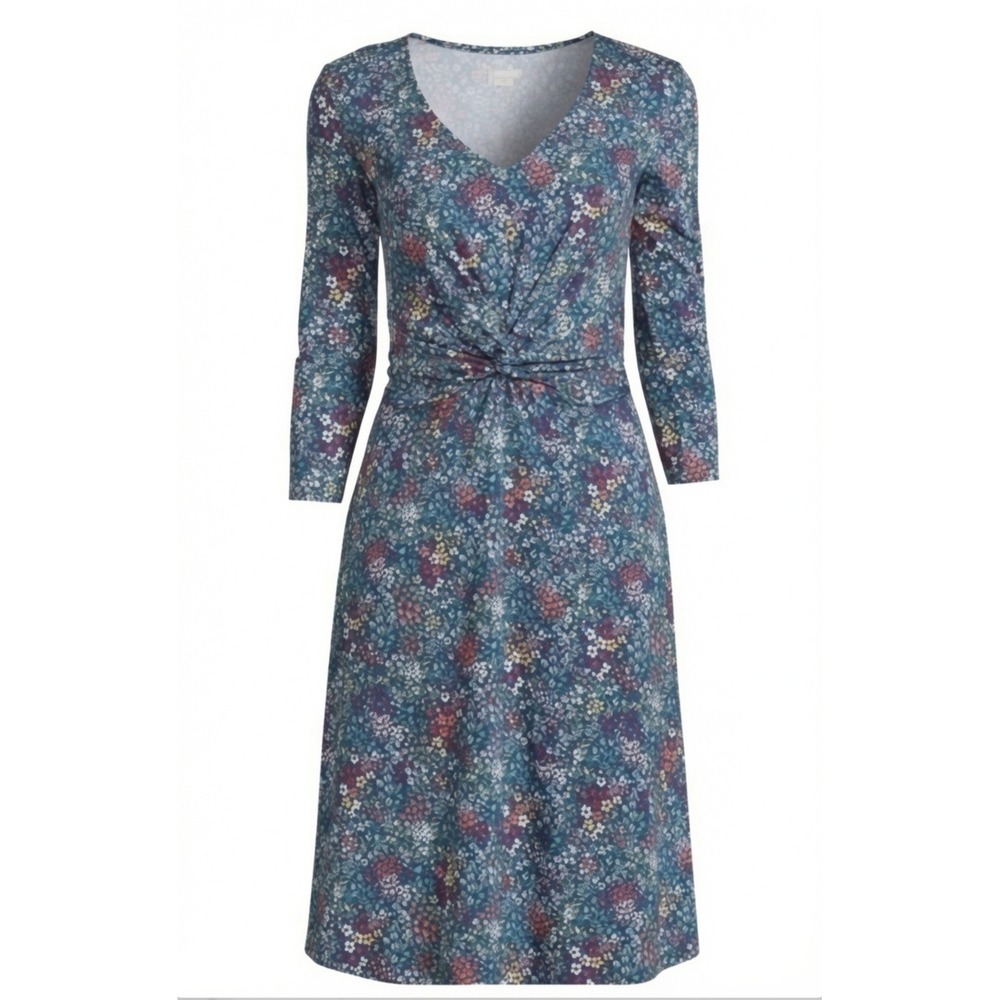Lands‎ End Tencel Dress Small 6 8 NEW Twist Knot Maxi Floral Blue Purple Stretch